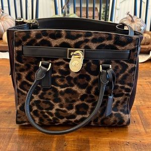 Michael Kors leopard and brown leather  bag